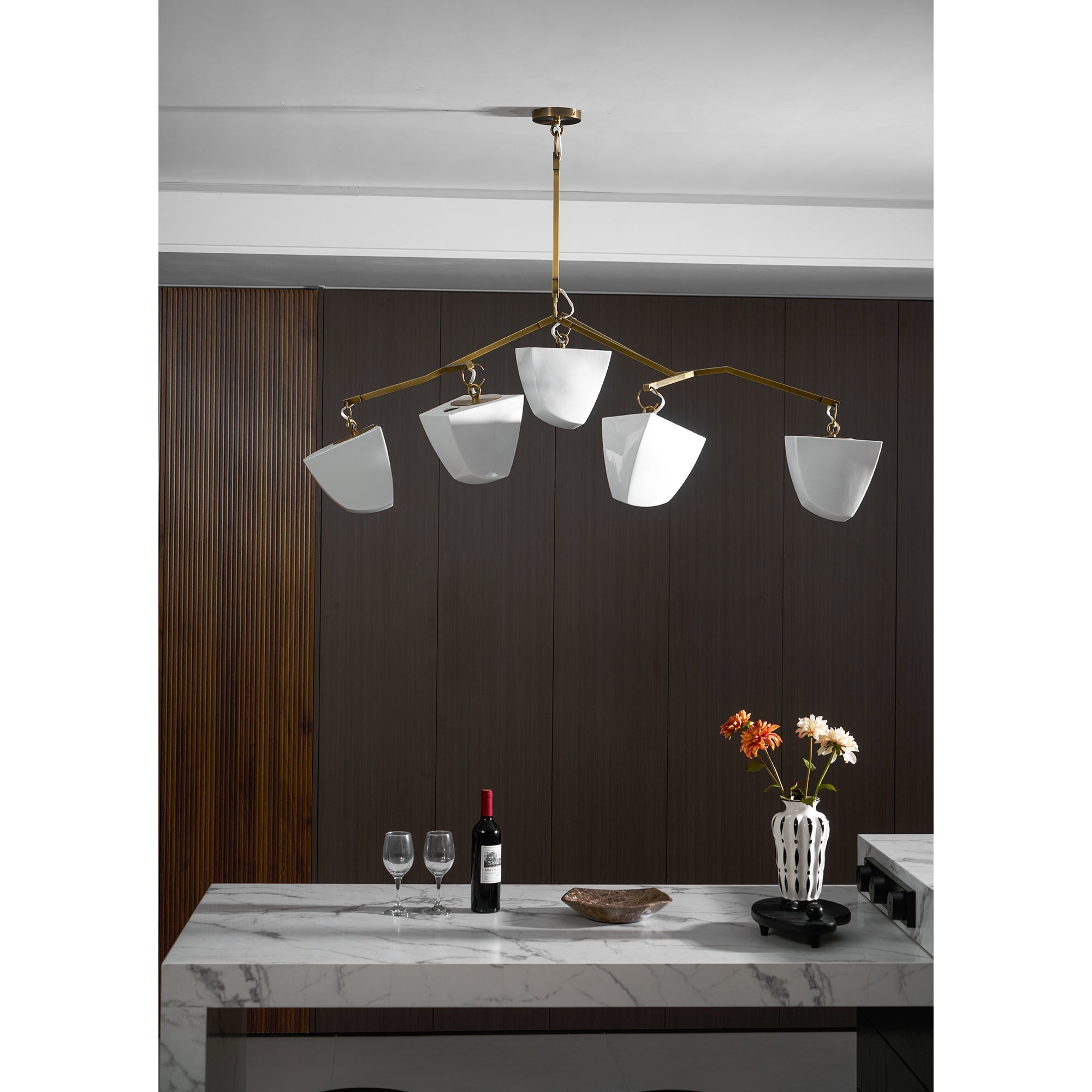 Iris Mobile Individual Creativity Brass Ceramics Chandelier - Letslighting