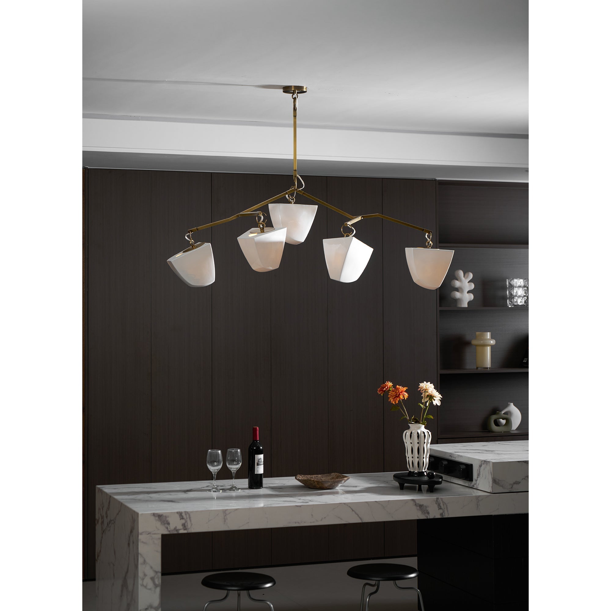 Iris Mobile Individual Creativity Brass Ceramics Chandelier - Letslighting