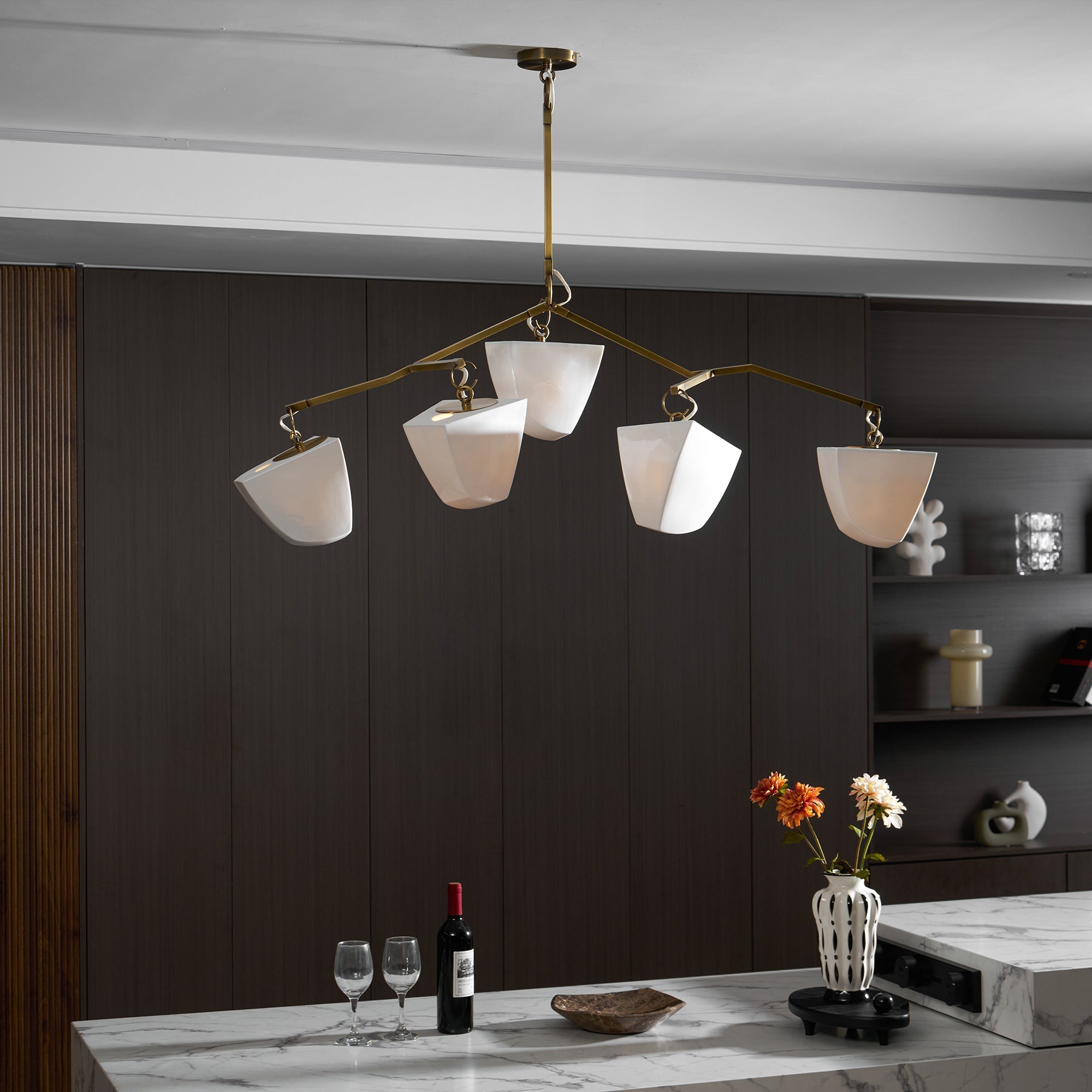 Iris Mobile Individual Creativity Brass Ceramics Chandelier - Letslighting