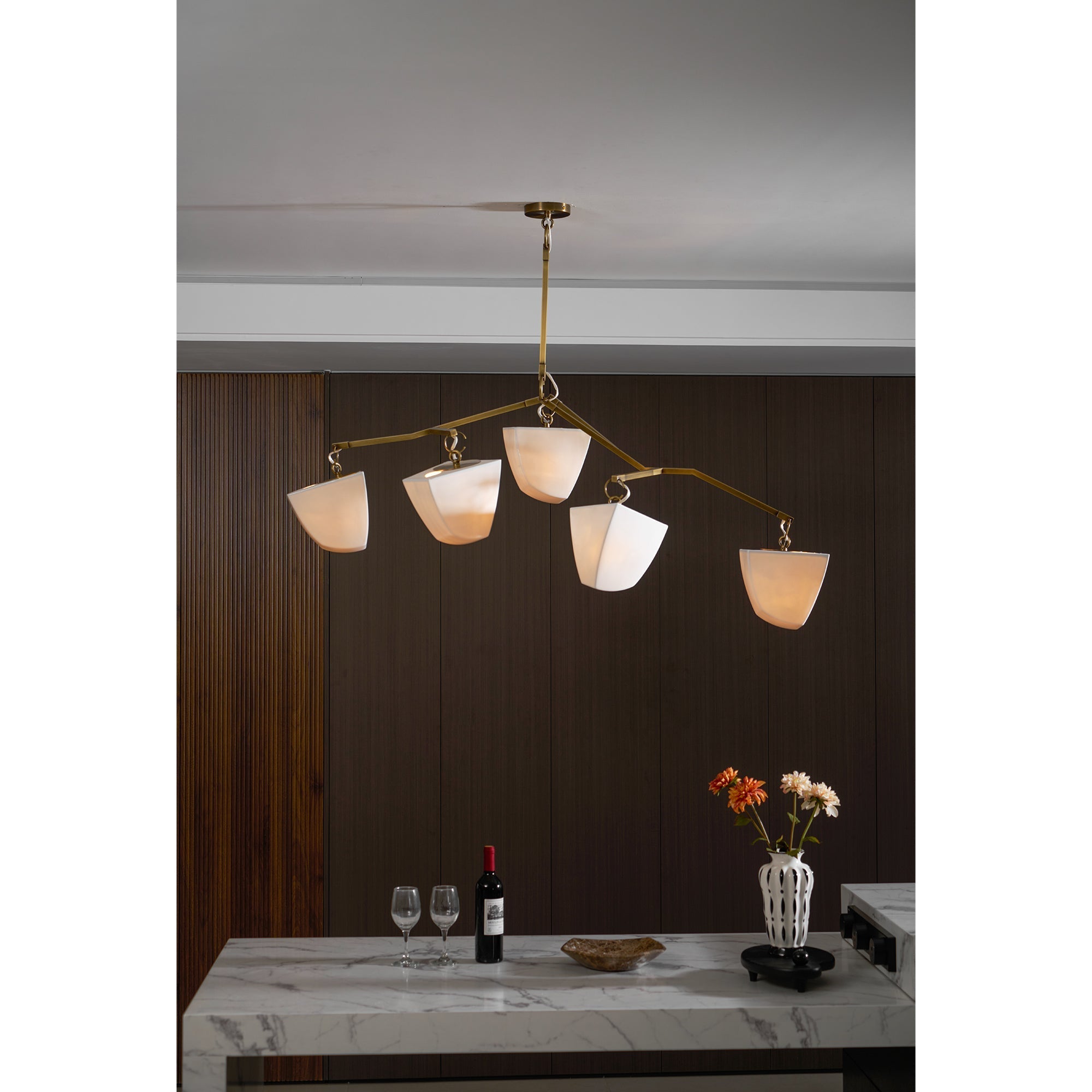 Iris Mobile Individual Creativity Brass Ceramics Chandelier - Letslighting