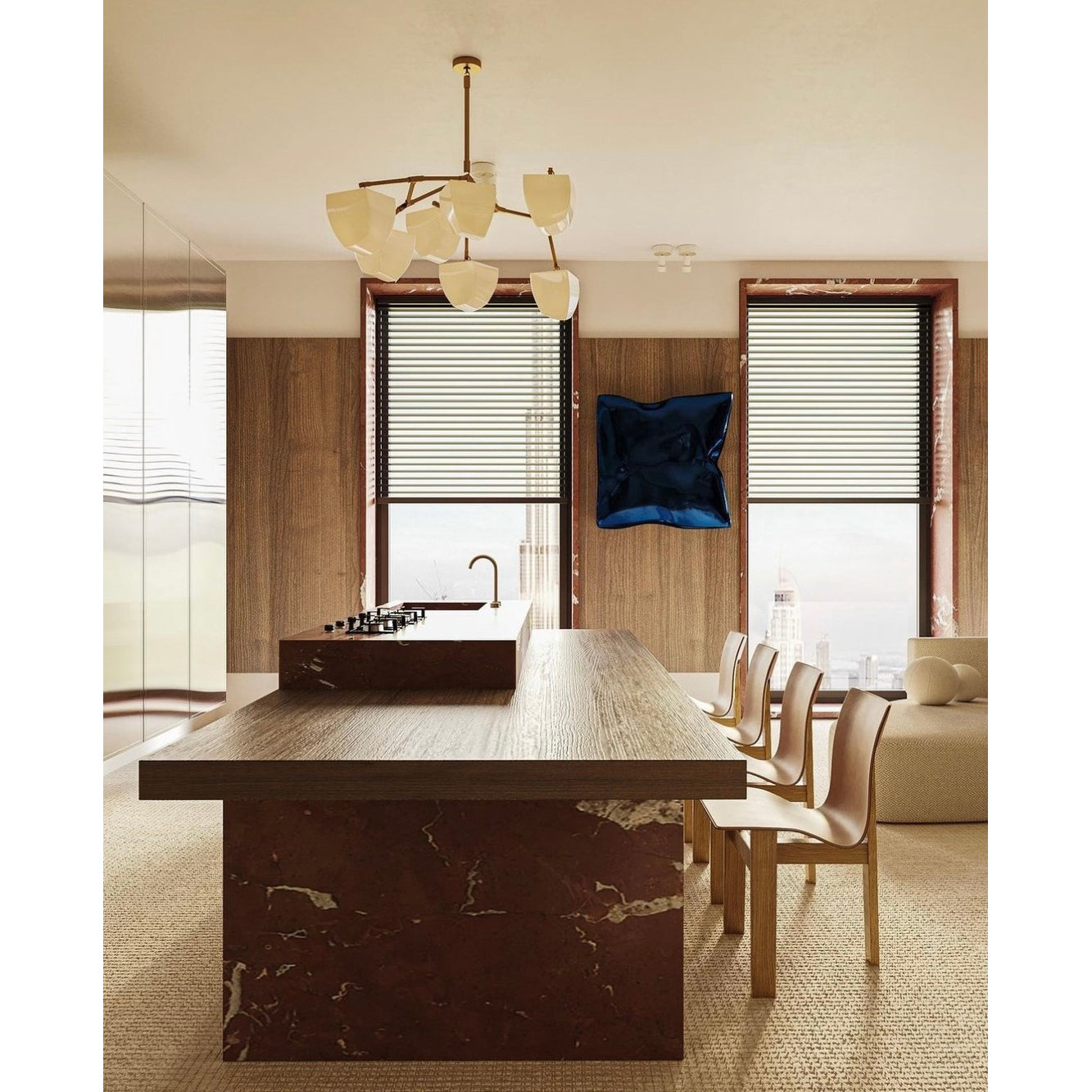 Iris Mobile Individual Creativity Brass Ceramics Chandelier - Letslighting