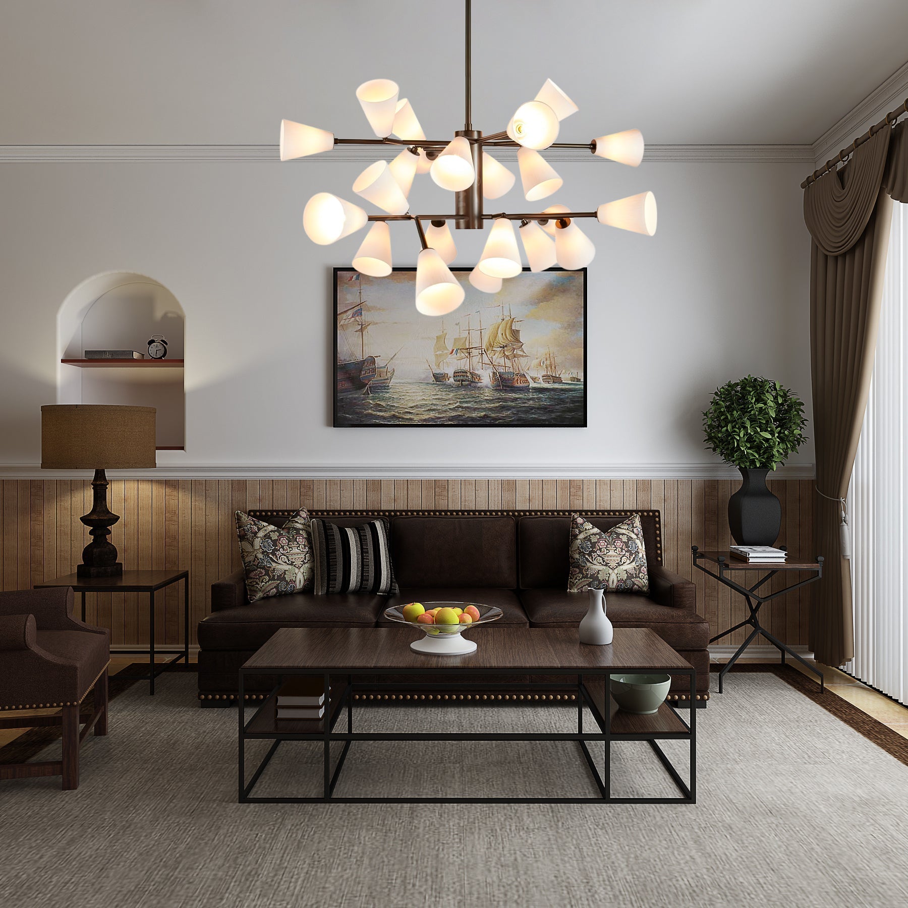 Cassius Modern Glass & Metal Chandelier