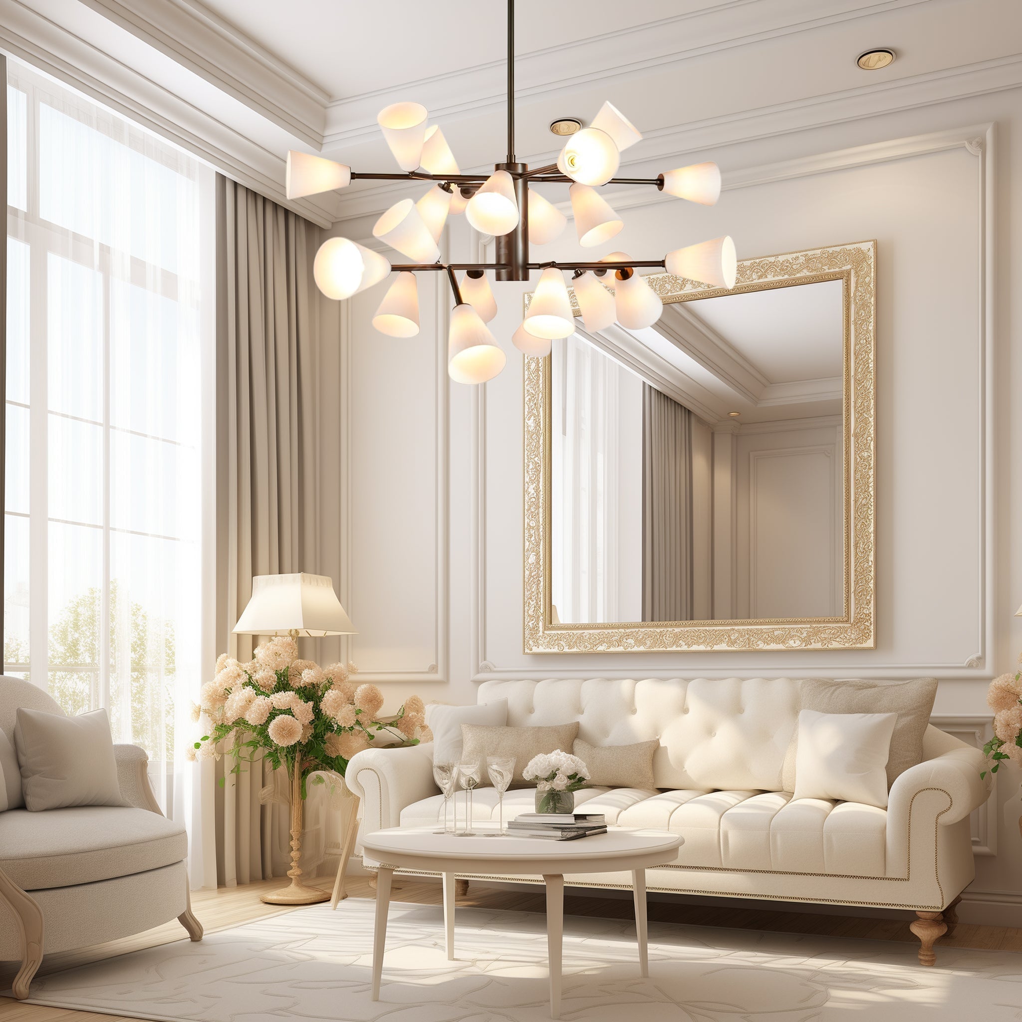 Cassius Modern Glass & Metal Chandelier
