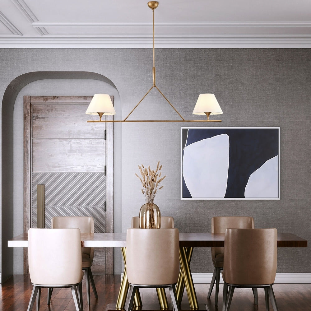Keen Linear Modern Elegant Brass Fabric Chandelier - Letslighting