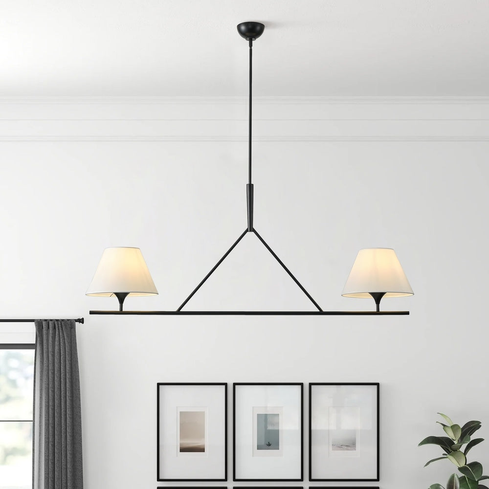 Keen Linear Modern Elegant Brass Fabric Chandelier - Letslighting