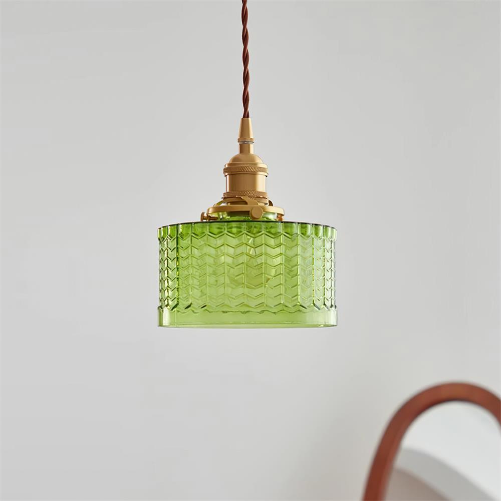 Cavella Pendant Lamp Glass Textured Green Vintage - Letslighting