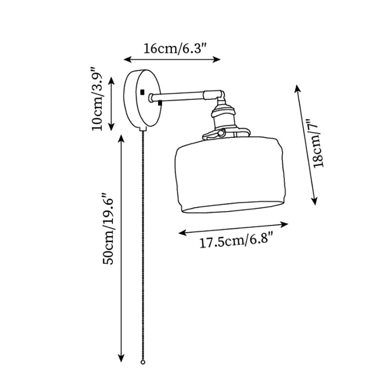Wall Lamp Brass with Green/Clear Glass Shade and Pull Chain - Letslighting