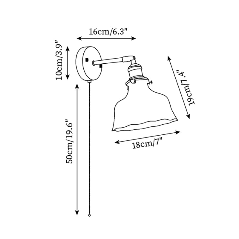 Wall Lamp Brass with Green/Clear Glass Shade and Pull Chain - Letslighting