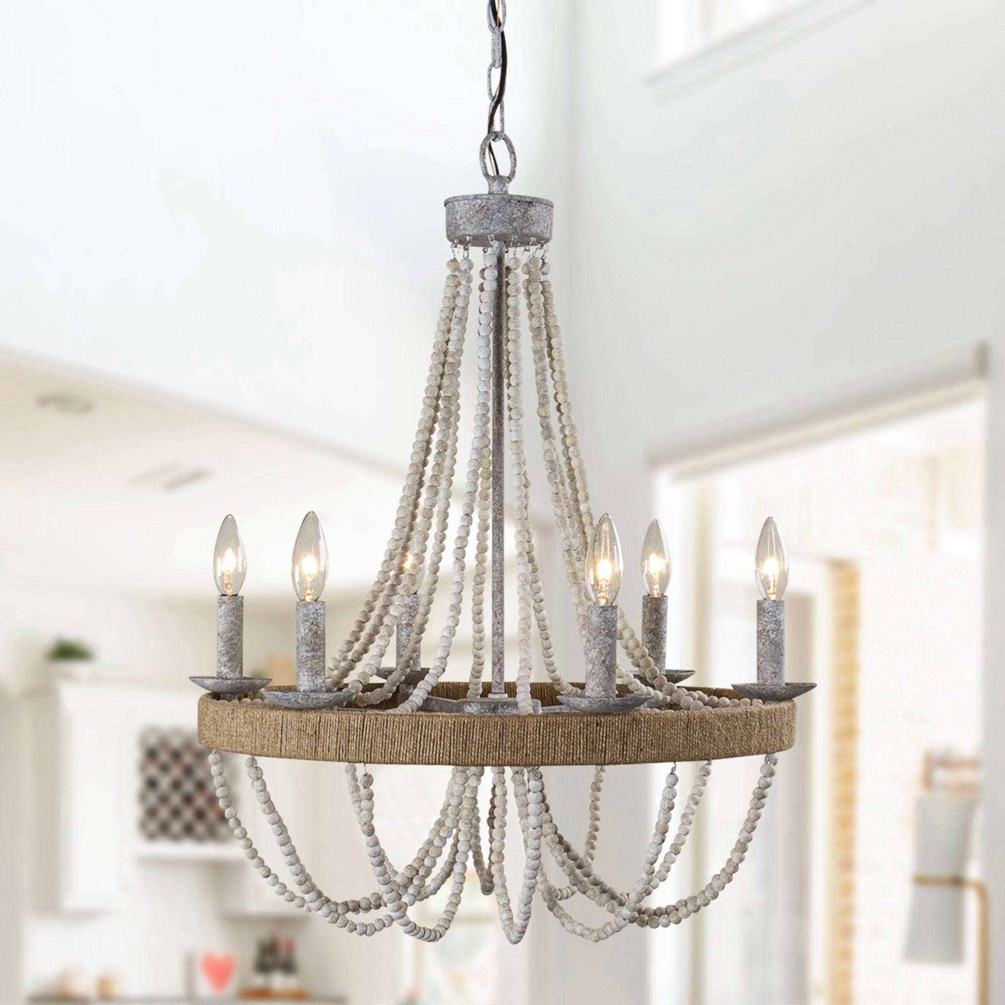 Rise Vintage Traditional Wooden Chandelier - Letslighting