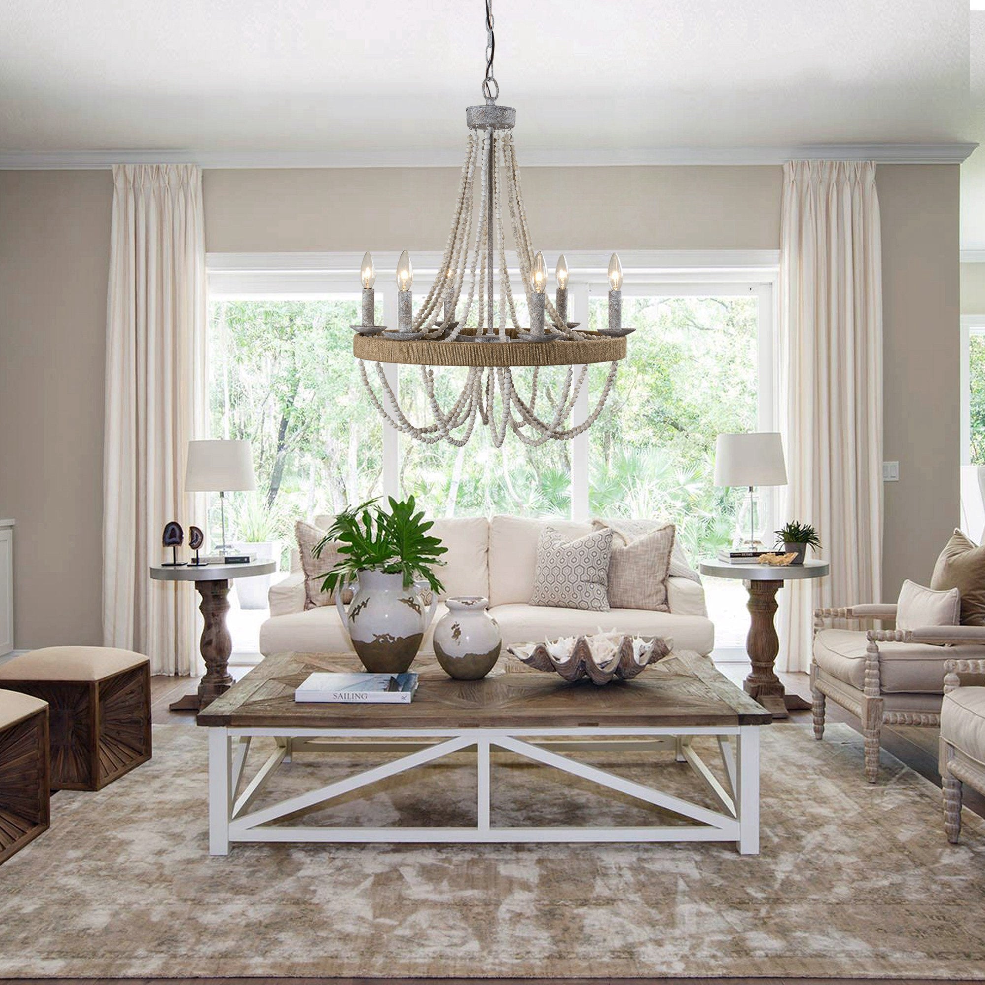 Rise Vintage Traditional Wooden Chandelier - Letslighting
