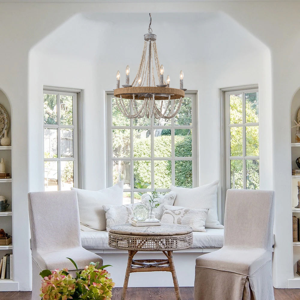 Rise Vintage Traditional Wooden Chandelier - Letslighting