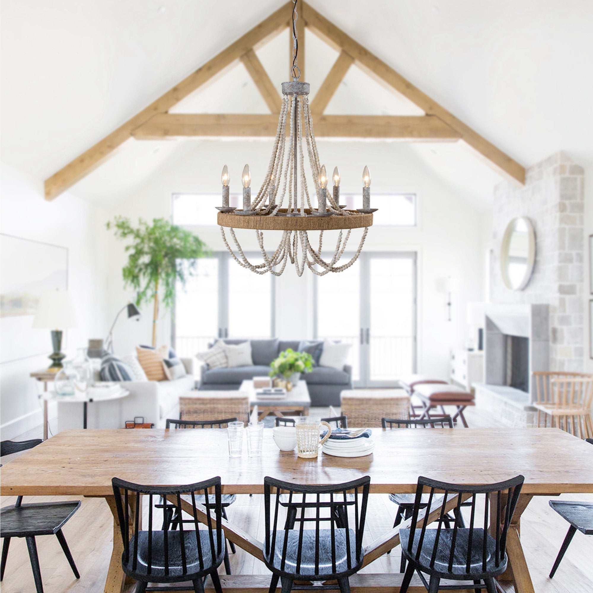 Rise Vintage Traditional Wooden Chandelier - Letslighting