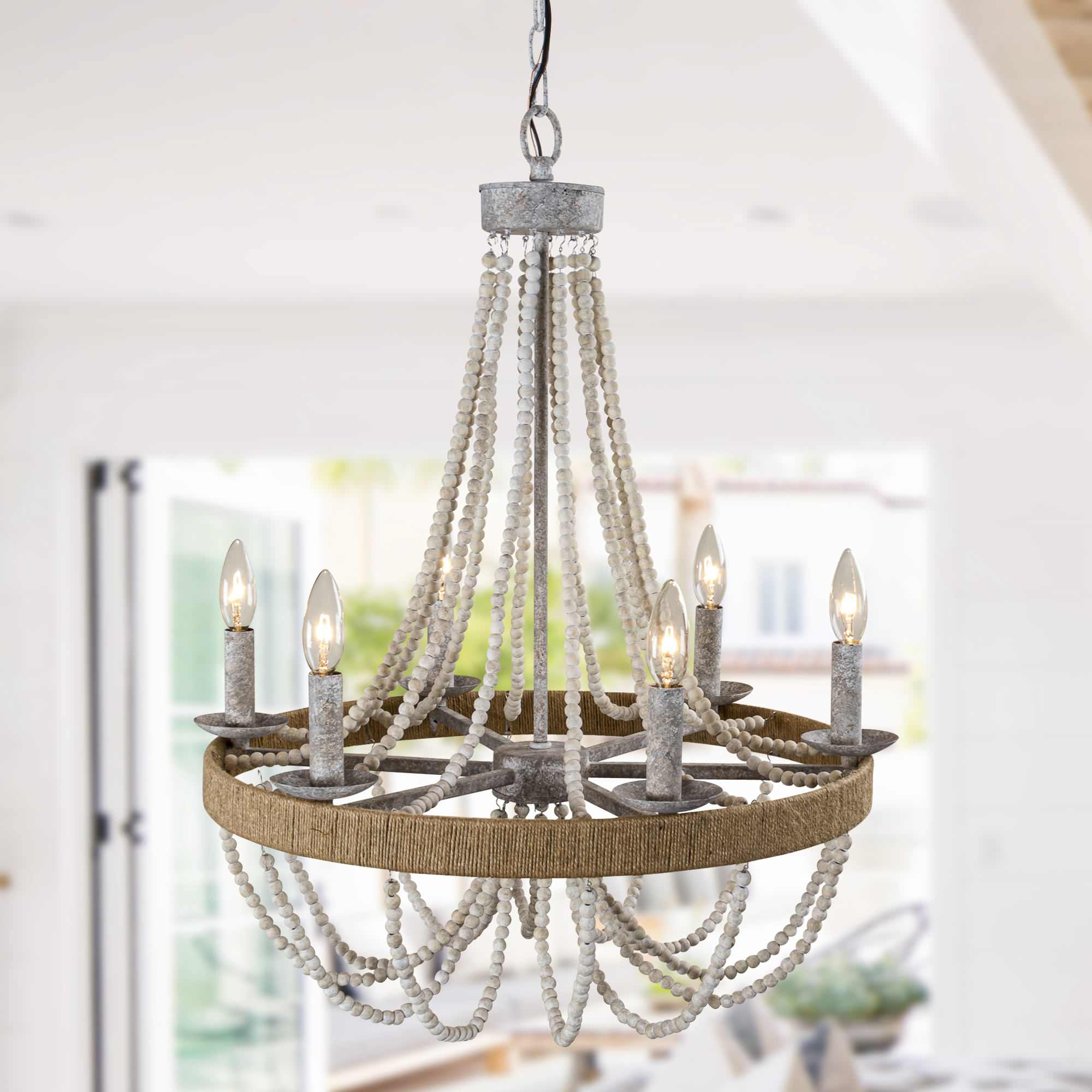 Rise Vintage Traditional Wooden Chandelier - Letslighting