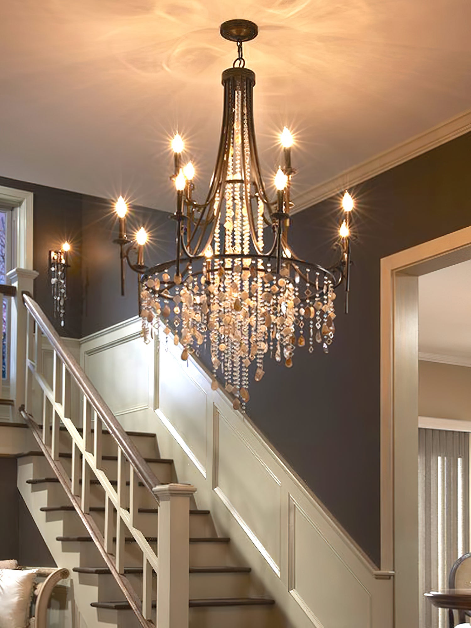 Trove Postmodern Luxury Natural Metal Alabaster Chandelier - Letslighting