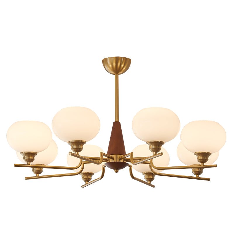Lustra Chandelier Walnut Frosted Glass Globes - Letslighting