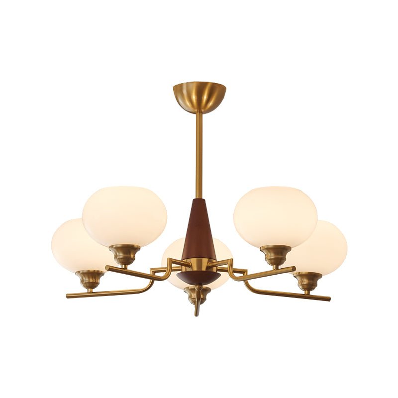 Lustra Chandelier Walnut Frosted Glass Globes - Letslighting