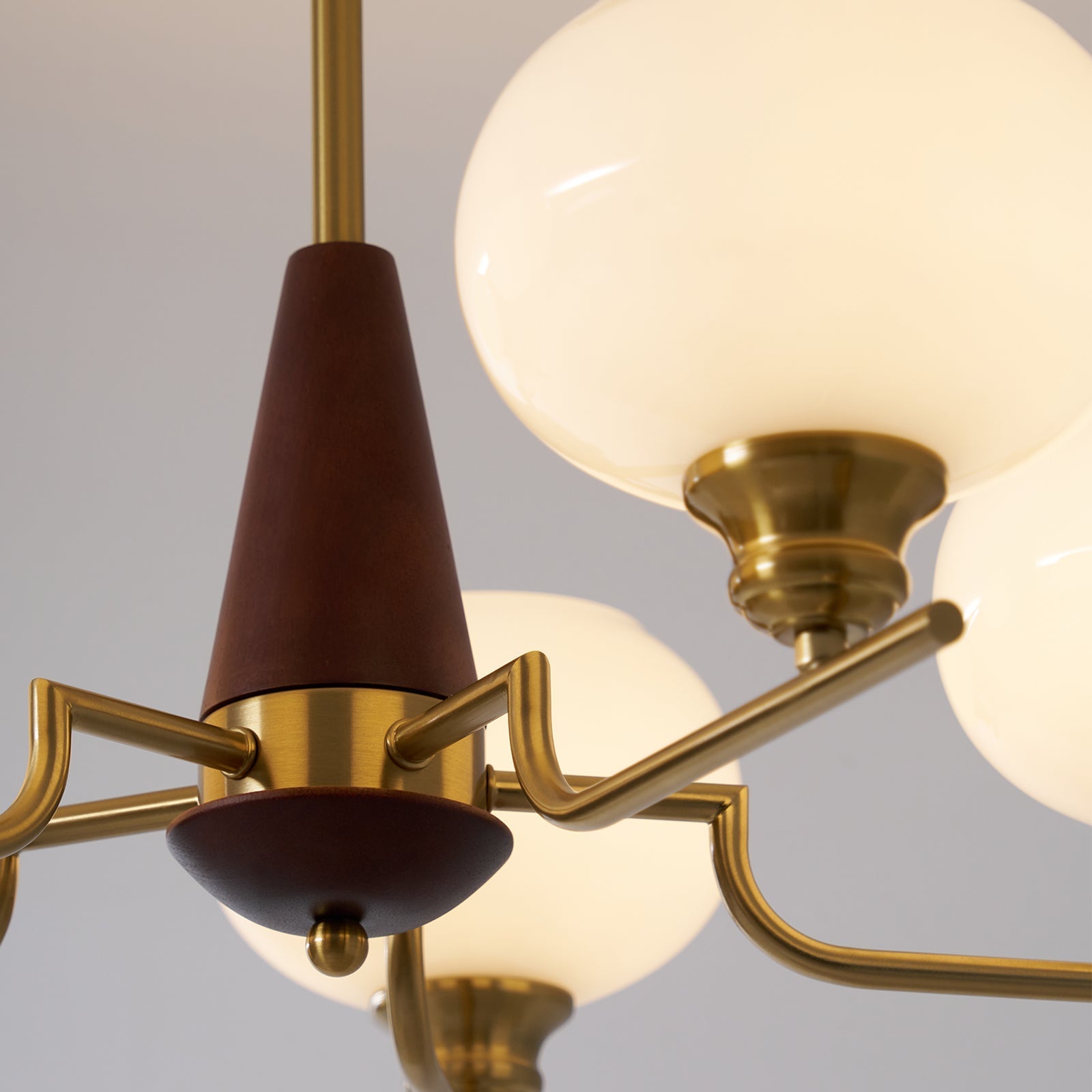 Lustra Chandelier Walnut Frosted Glass Globes - Letslighting