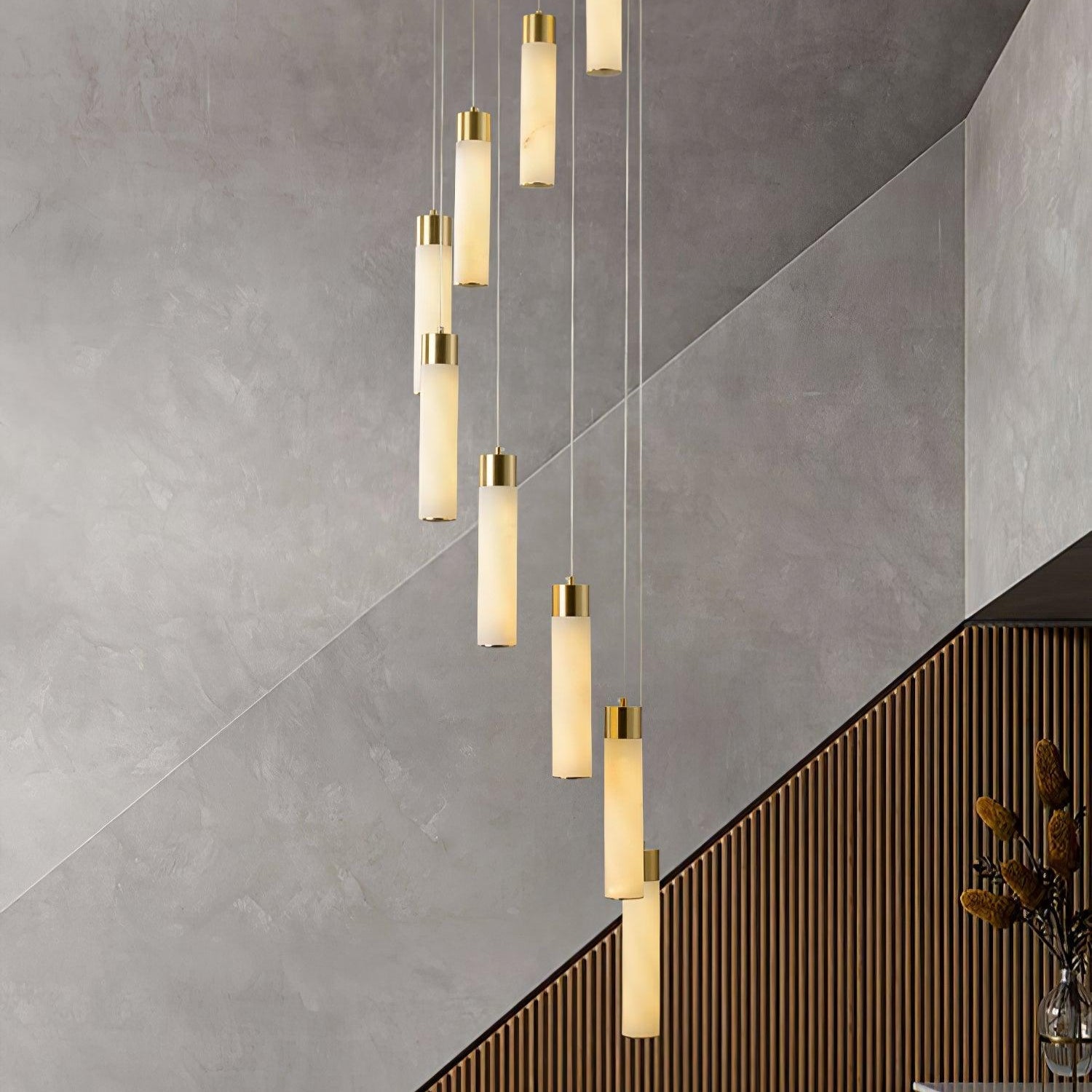 Aurelia  Alabaster Chandelier Staircase