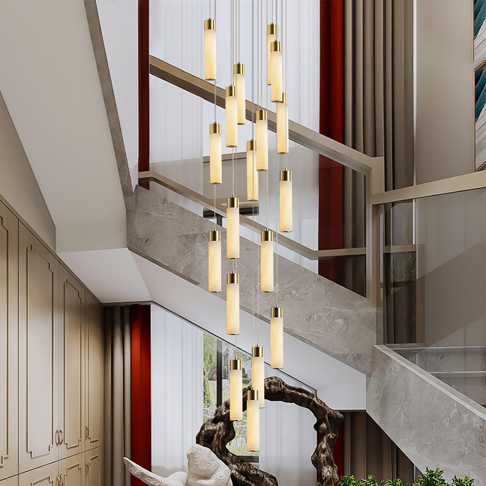 Aurelia  Alabaster Chandelier Staircase