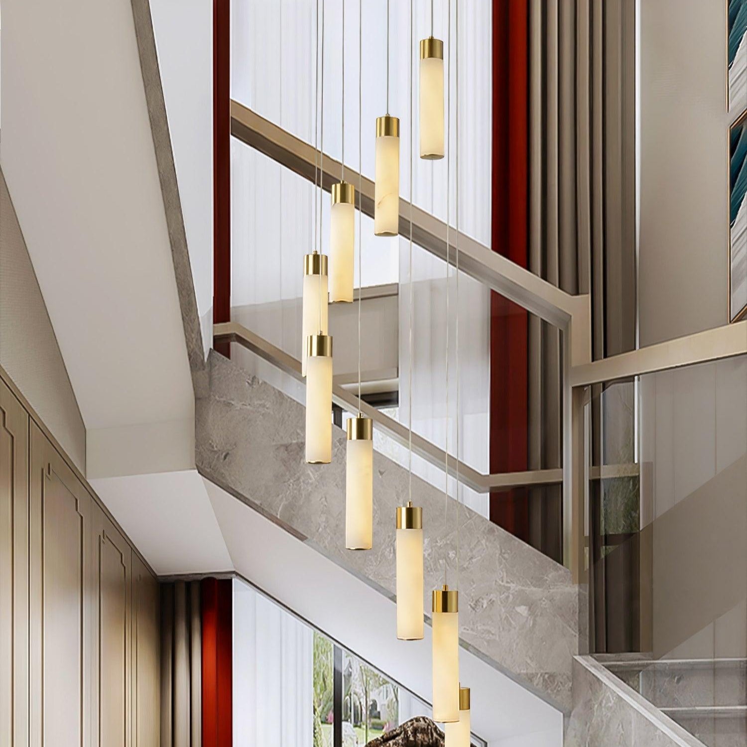Aurelia  Alabaster Chandelier Staircase