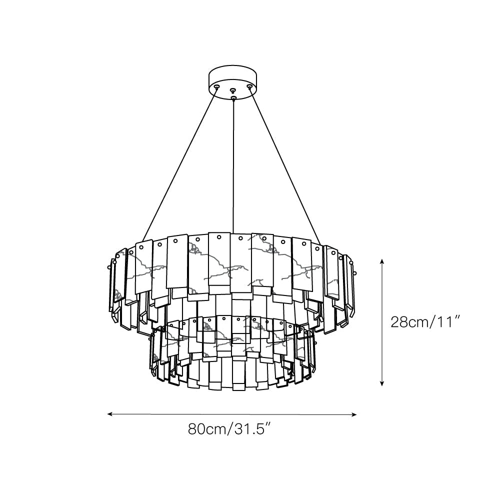Aero Postmodern Luxury Round Brass Alabaster Chandelier - Letslighting