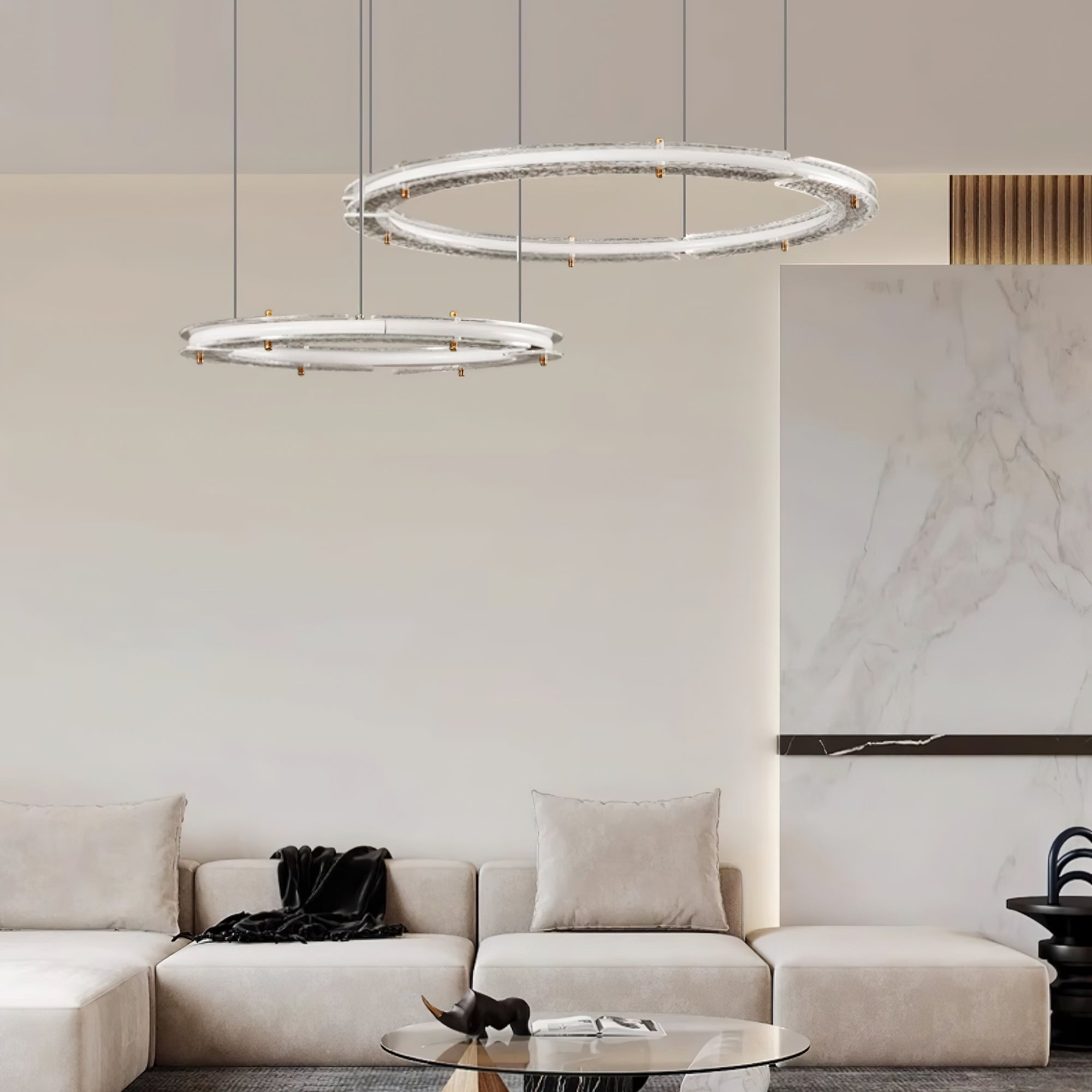 Lunara Dual-Ring Crystal Chandelier - Letslighting