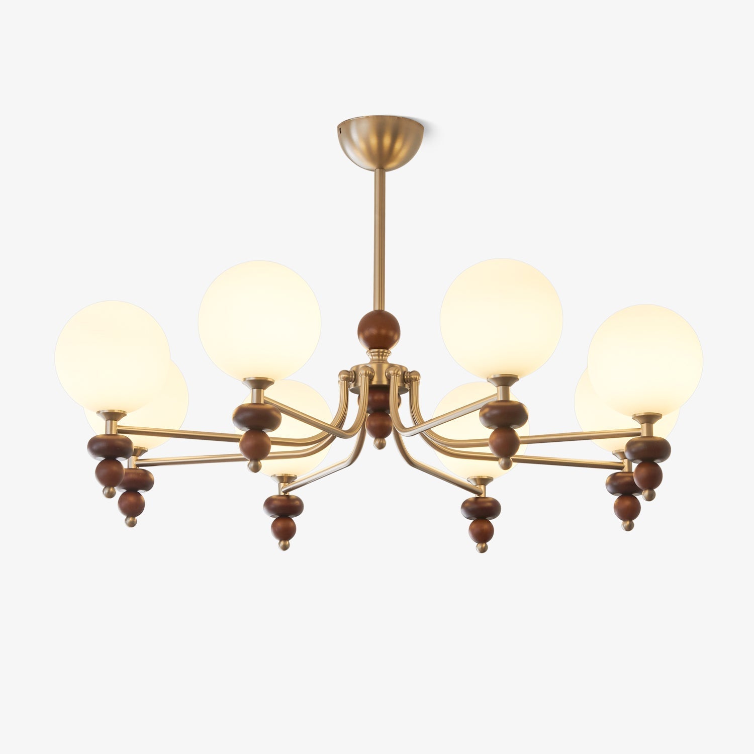 Cemarus Traditional Sphere Walnut Wood Glass Chandelier - Letslighting