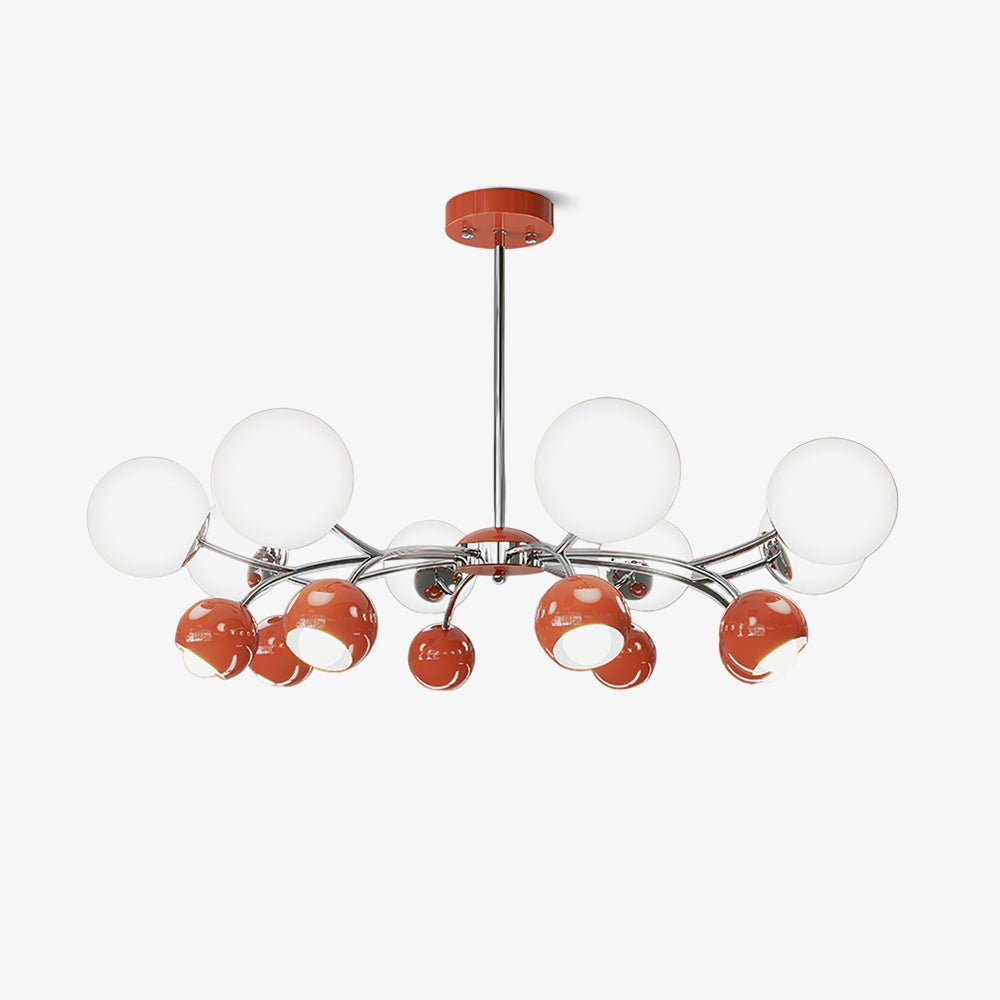 Lustra Chandelier Chrome Red Cream Globe - Letslighting