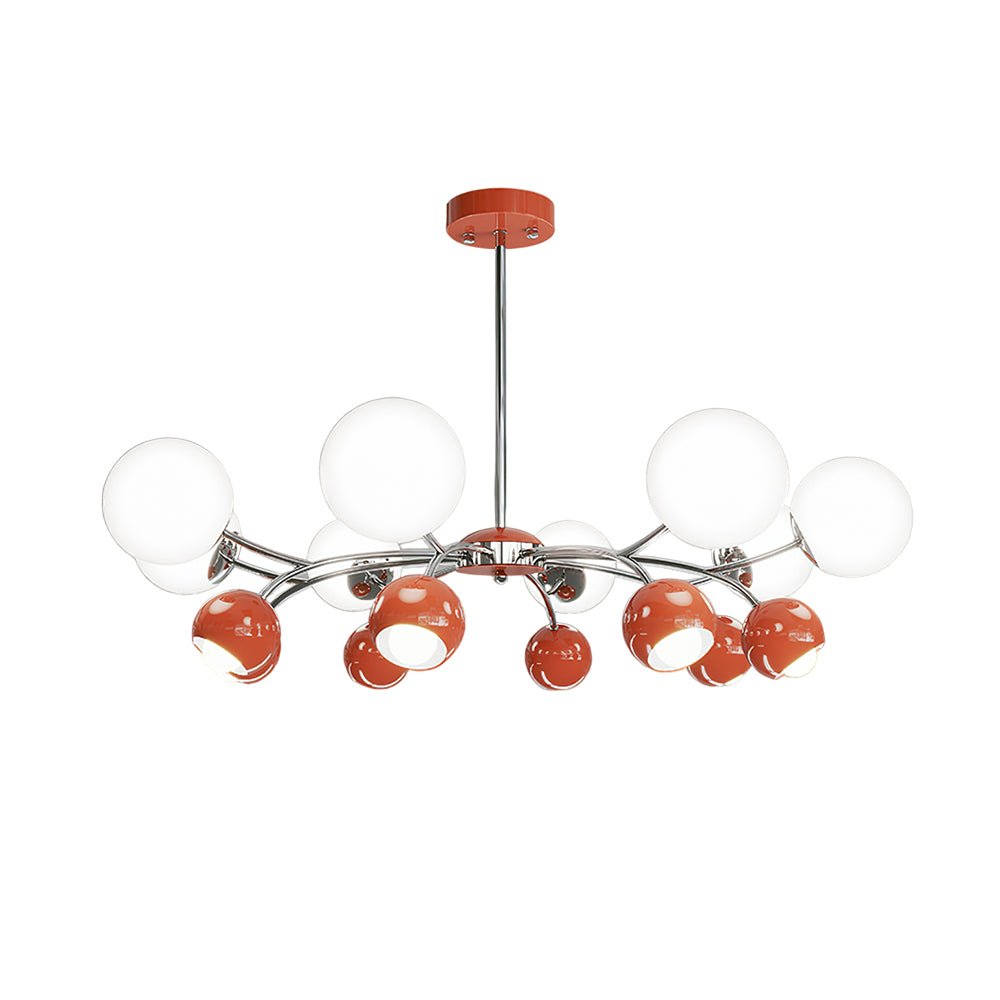 Lustra Chandelier Chrome Red Cream Globe - Letslighting