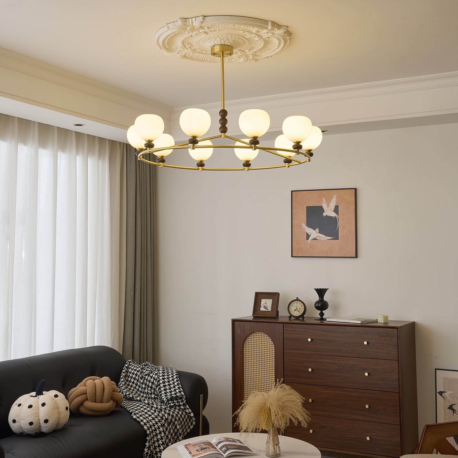 Nydoriel Premium Nordic Art Brass Wood Chandelier - Letslighting