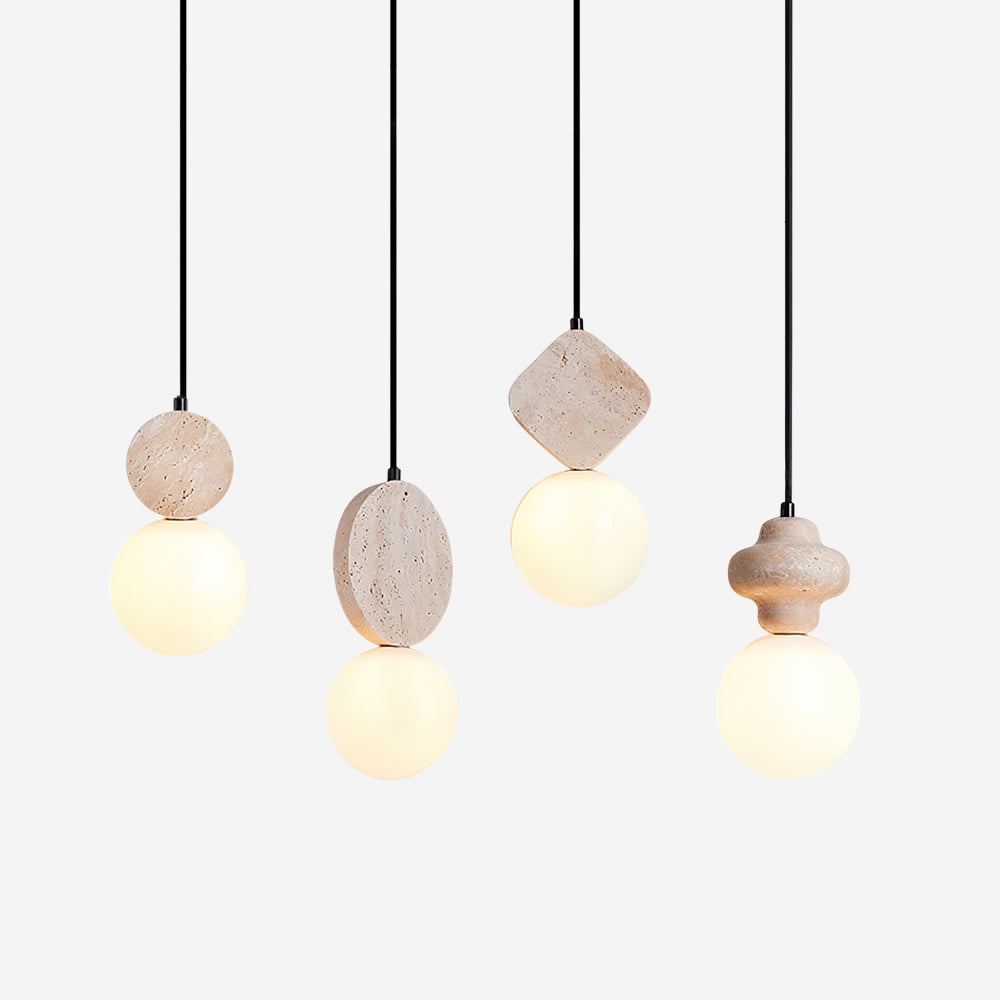 Lunara Travertine Geometric Pendant Light