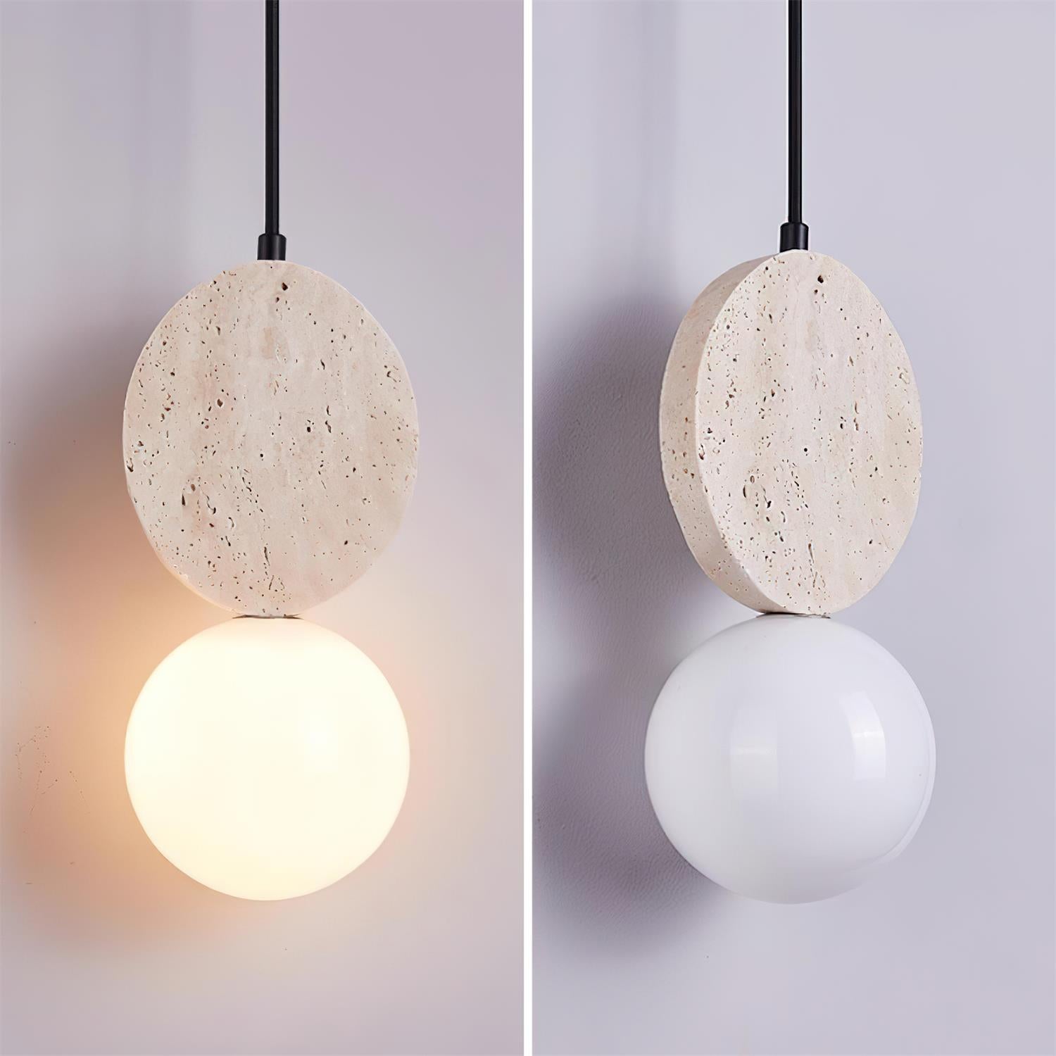 Lunara Travertine Geometric Pendant Light