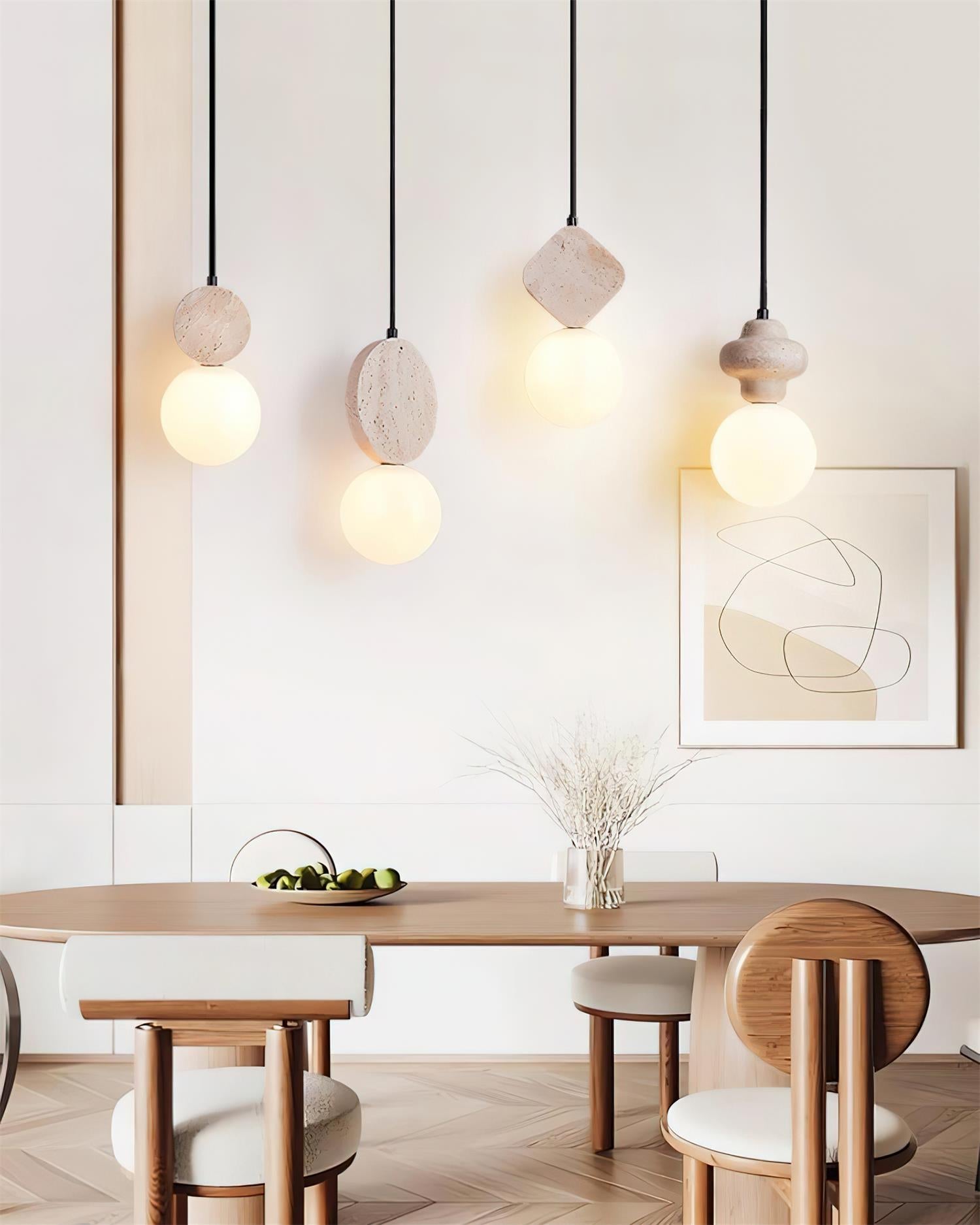 Lunara Travertine Geometric Pendant Light