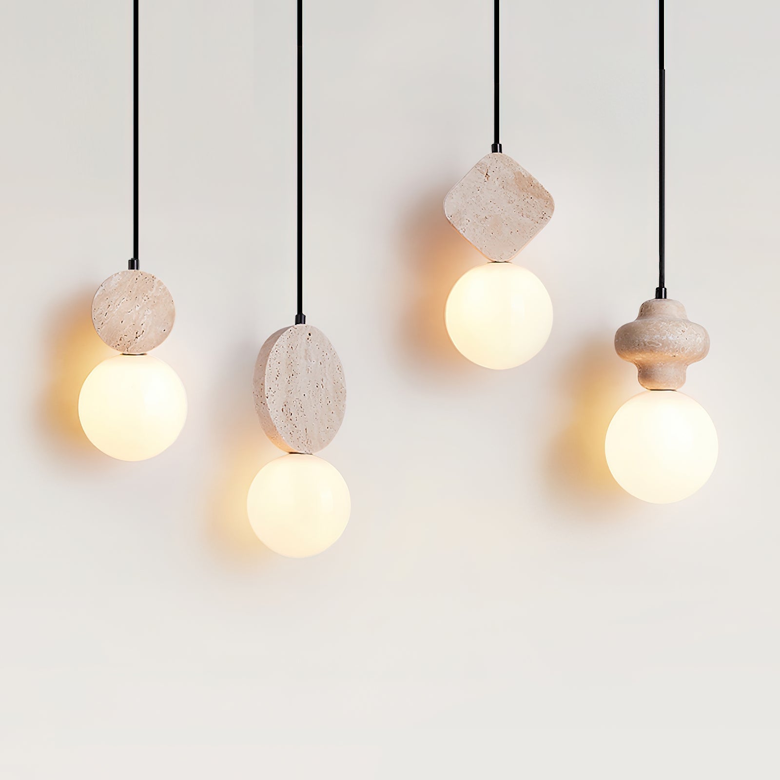 Lunara Travertine Geometric Pendant Light
