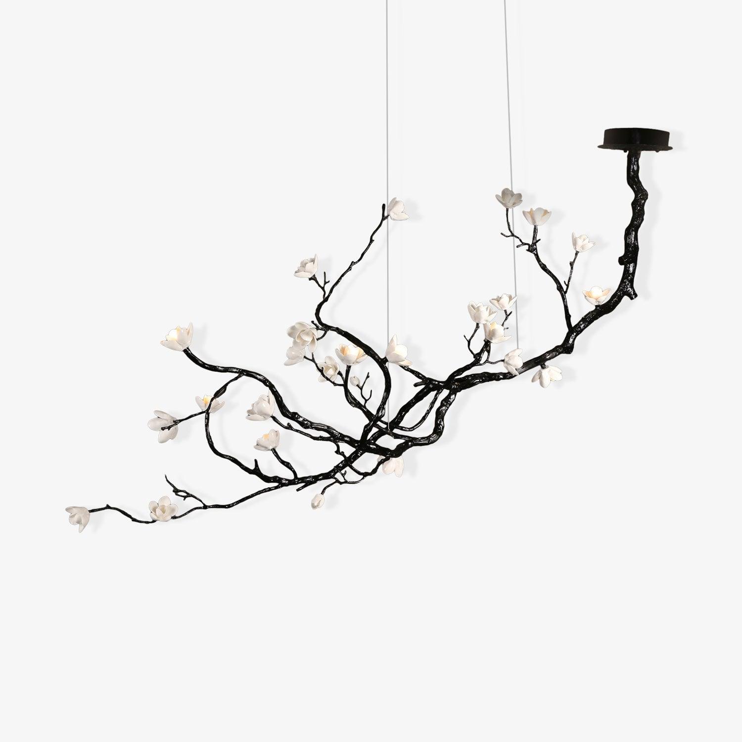 Lustra Chandelier Ceramic Flower Black Branch - Letslighting