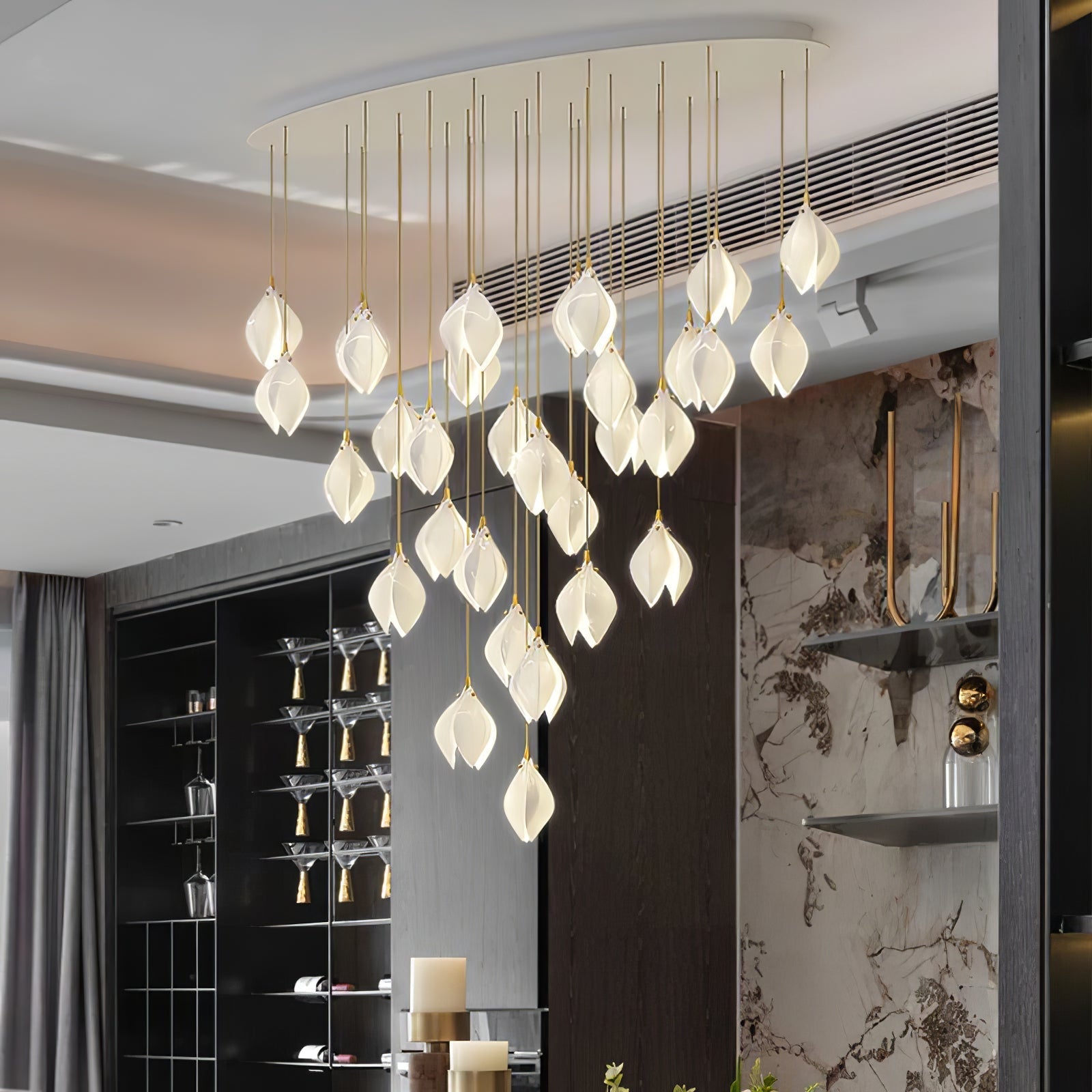 Lustra Pendant Lamp White Floral Ceramic - Letslighting