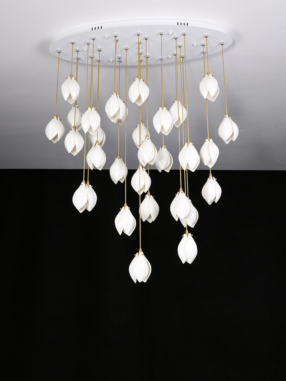 Lustra Pendant Lamp White Floral Ceramic - Letslighting