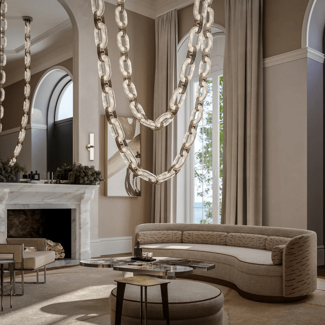 Chain Modern Alabaster Chandelier