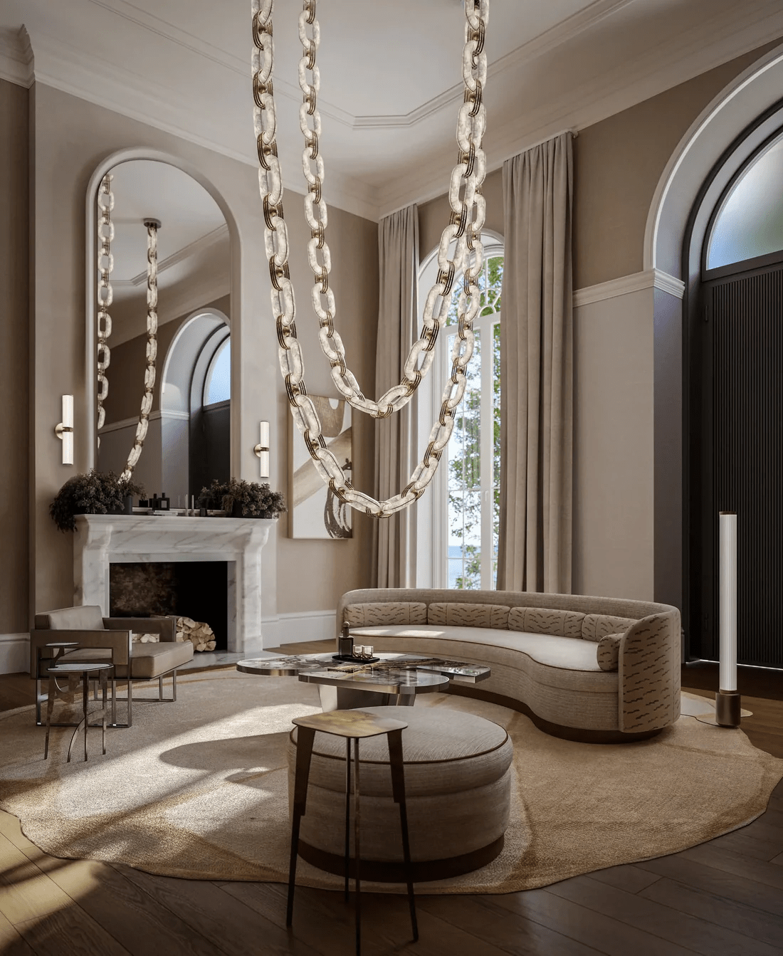 Chain Modern Alabaster Chandelier