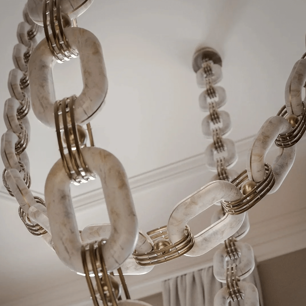Chain Modern Alabaster Chandelier
