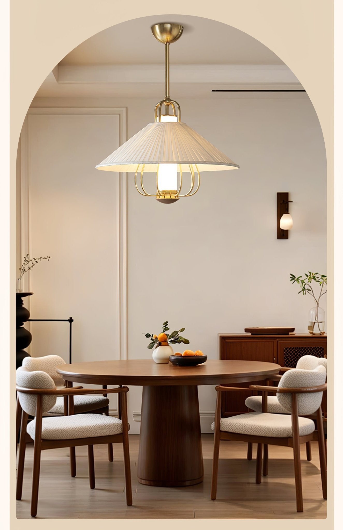 Lustra Pendant Light Fabric Gold LED Dining - Letslighting