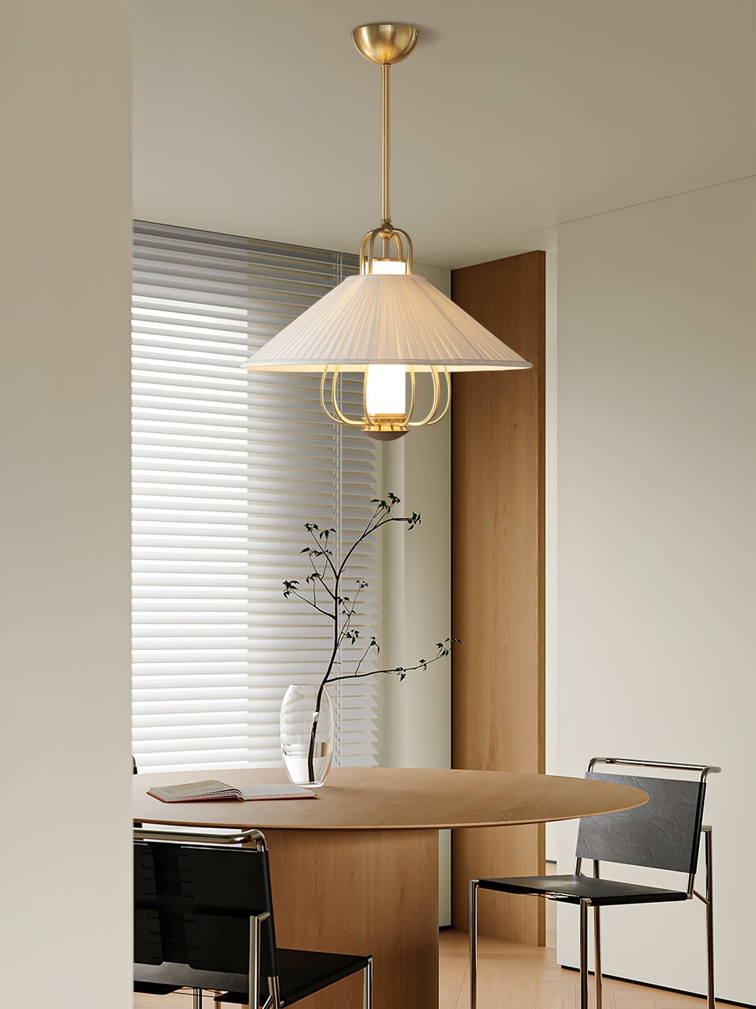Lustra Pendant Light Fabric Gold LED Dining - Letslighting