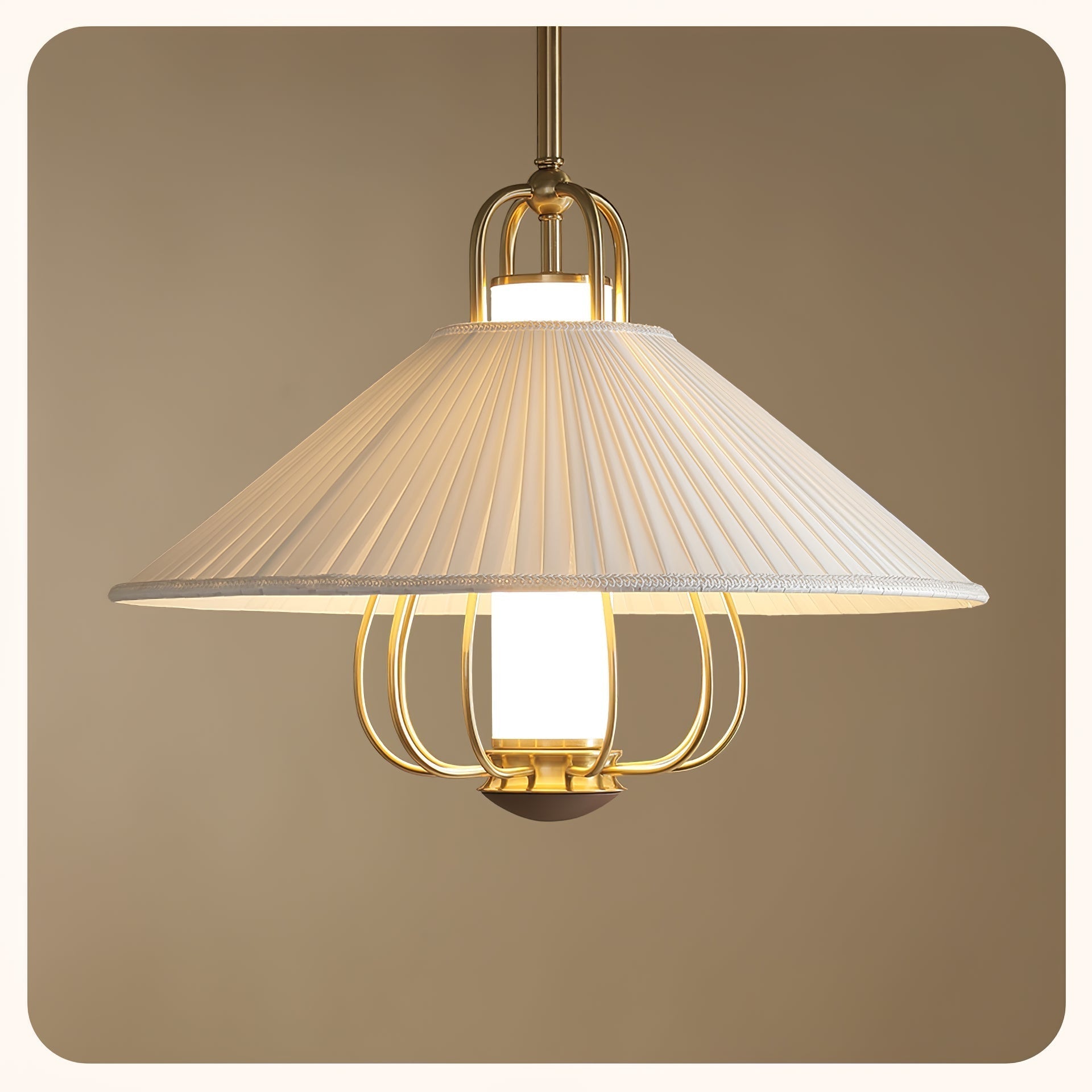 Lustra Pendant Light Fabric Gold LED Dining - Letslighting