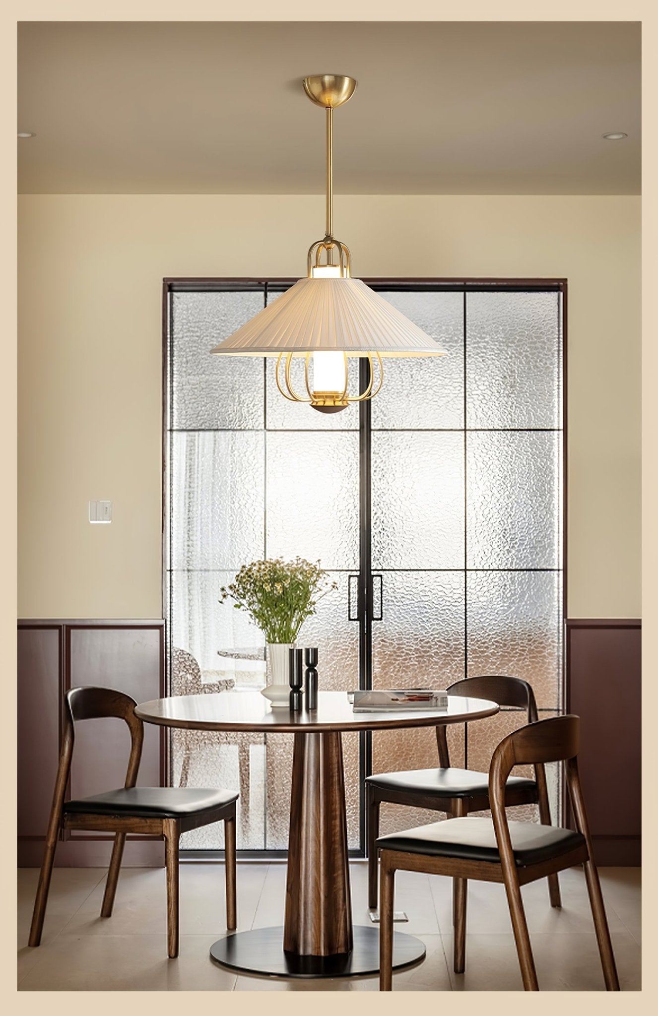 Lustra Pendant Light Fabric Gold LED Dining - Letslighting