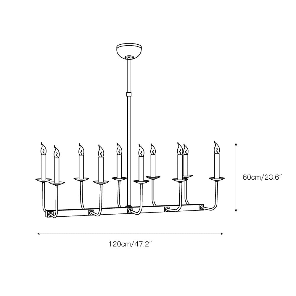 Beacon Modern Minimalist Linear Brass Fabric Chandelier - Letslighting