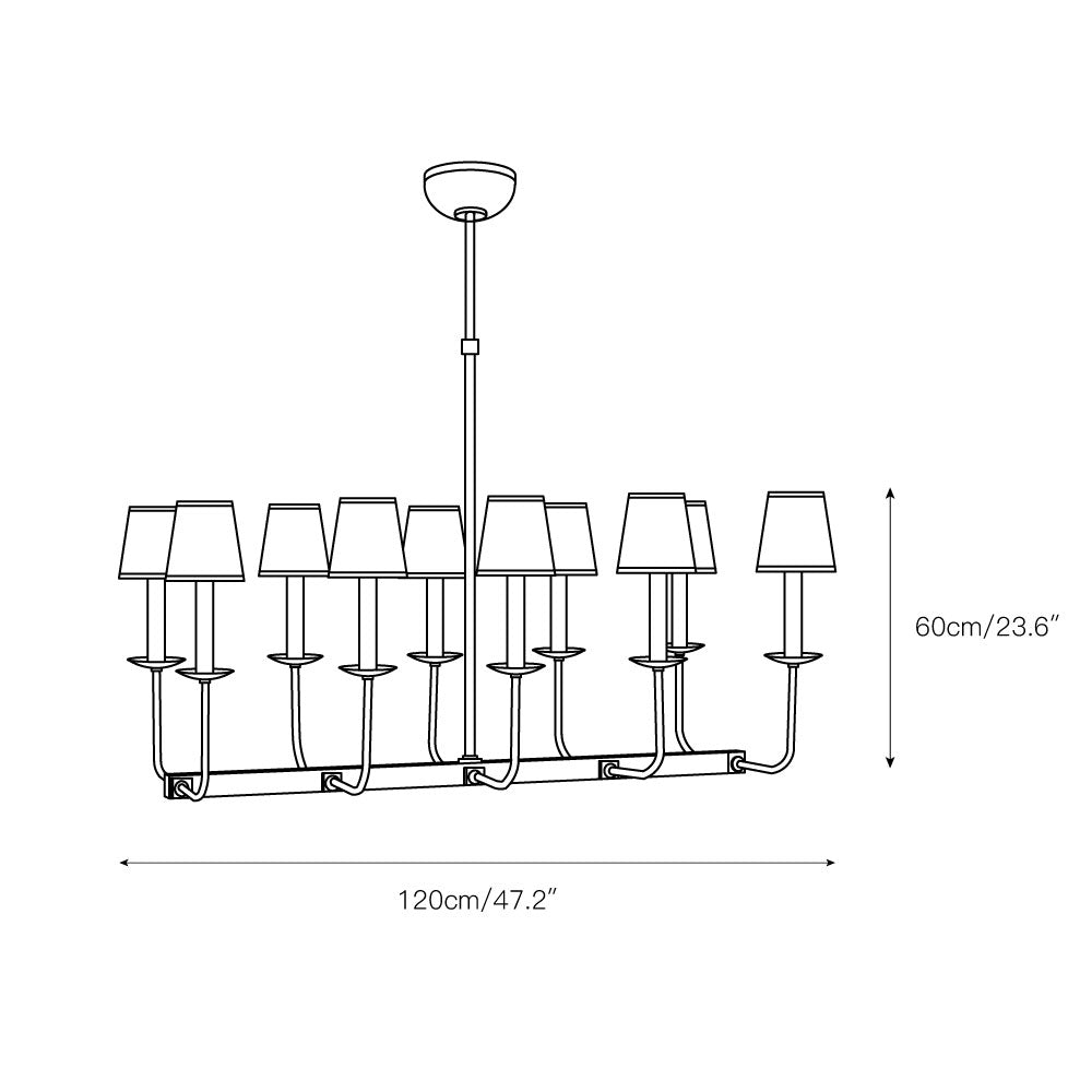 Beacon Modern Minimalist Linear Brass Fabric Chandelier - Letslighting