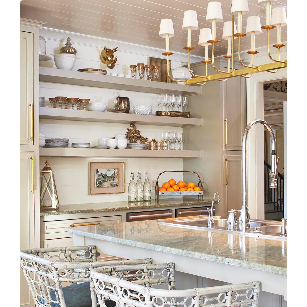 Beacon Modern Minimalist Linear Brass Fabric Chandelier - Letslighting