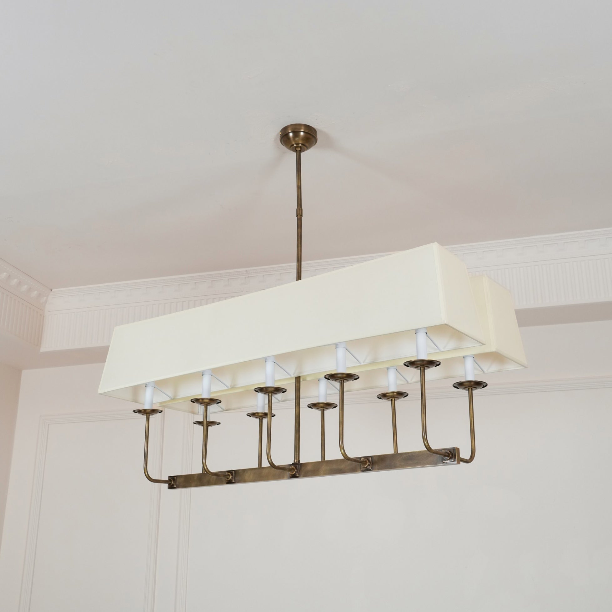 Beacon Modern Minimalist Linear Brass Fabric Chandelier - Letslighting