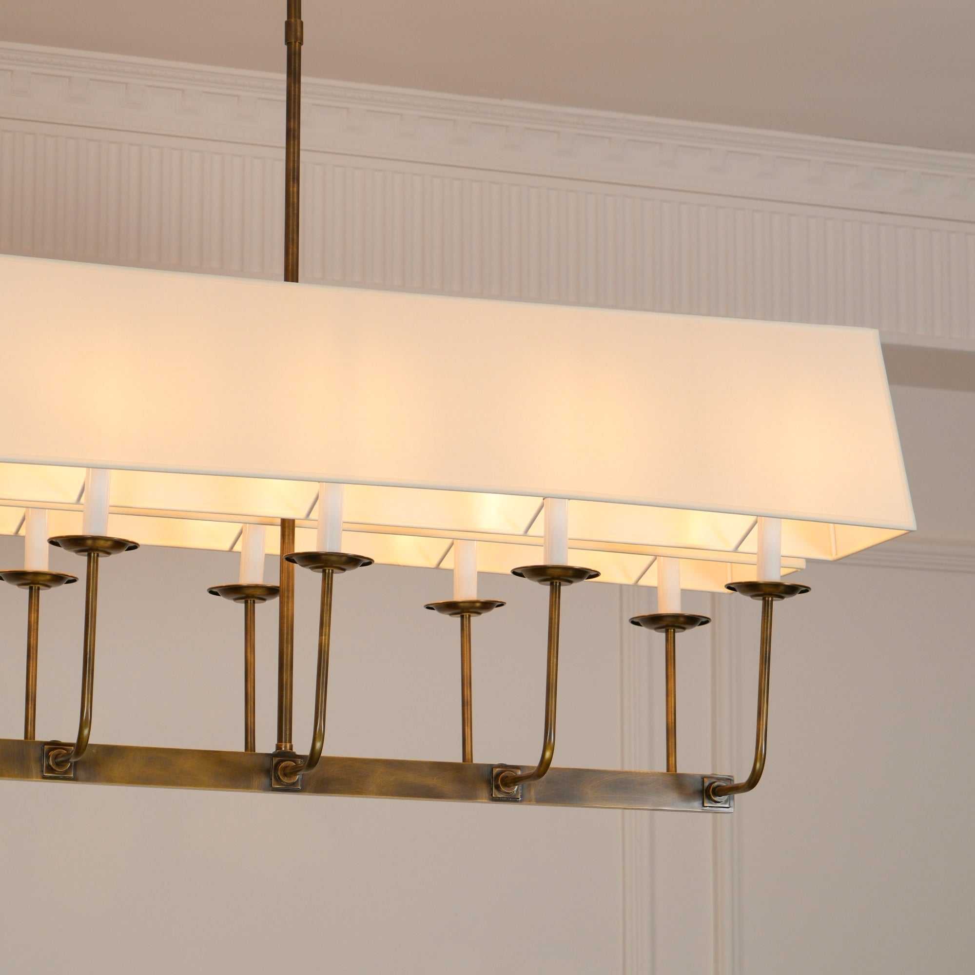 Beacon Modern Minimalist Linear Brass Fabric Chandelier - Letslighting