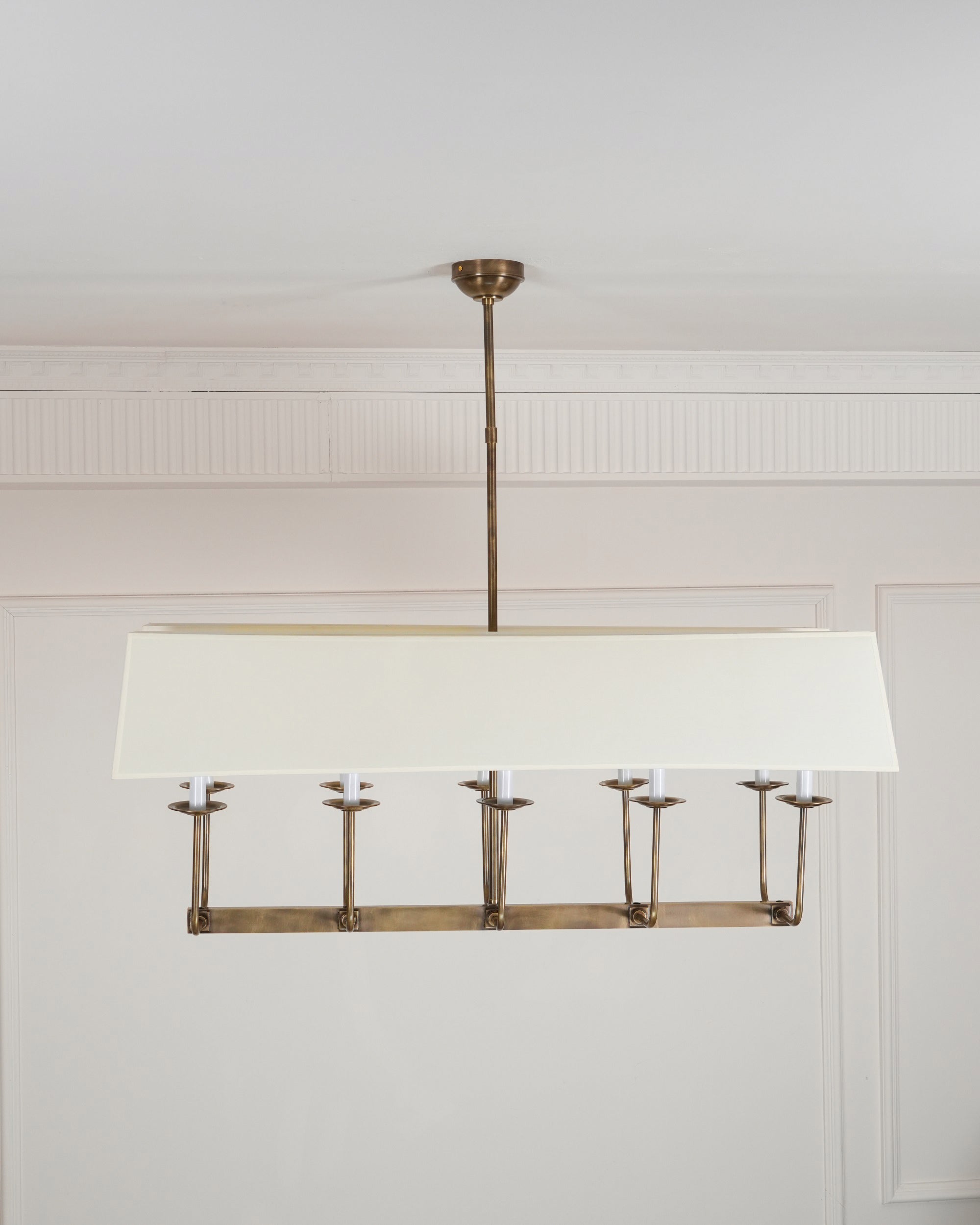 Beacon Modern Minimalist Linear Brass Fabric Chandelier - Letslighting